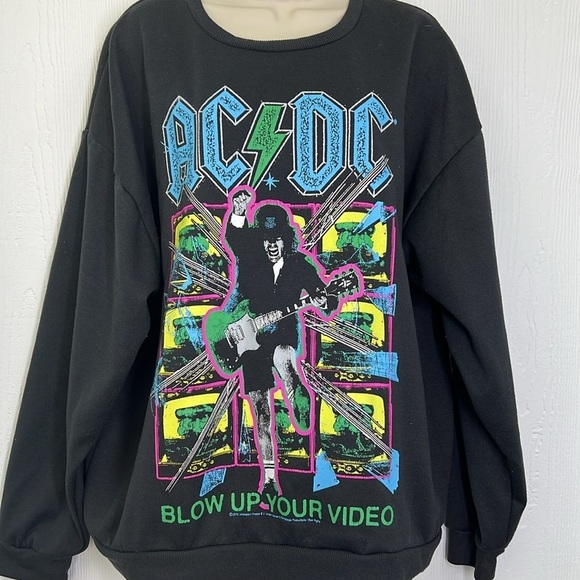 AC/DC - Blow Up Your Video AC/DC Colorful Graphic Long Sleeve Sweatshirt Size XL - Picture 3 of 8